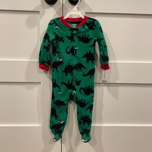 Carter’s Christmas Dinosaur Fleece Baby Pajamas 9 months